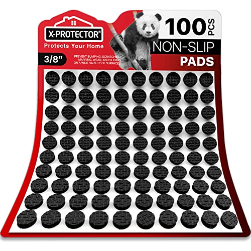X-Protector Cabinet Door Bumpers 100 PCS Small Black Rubber Pads 3/8' Self-Adhesive Thick Dots Protect Glass & Surfaces - Image 1