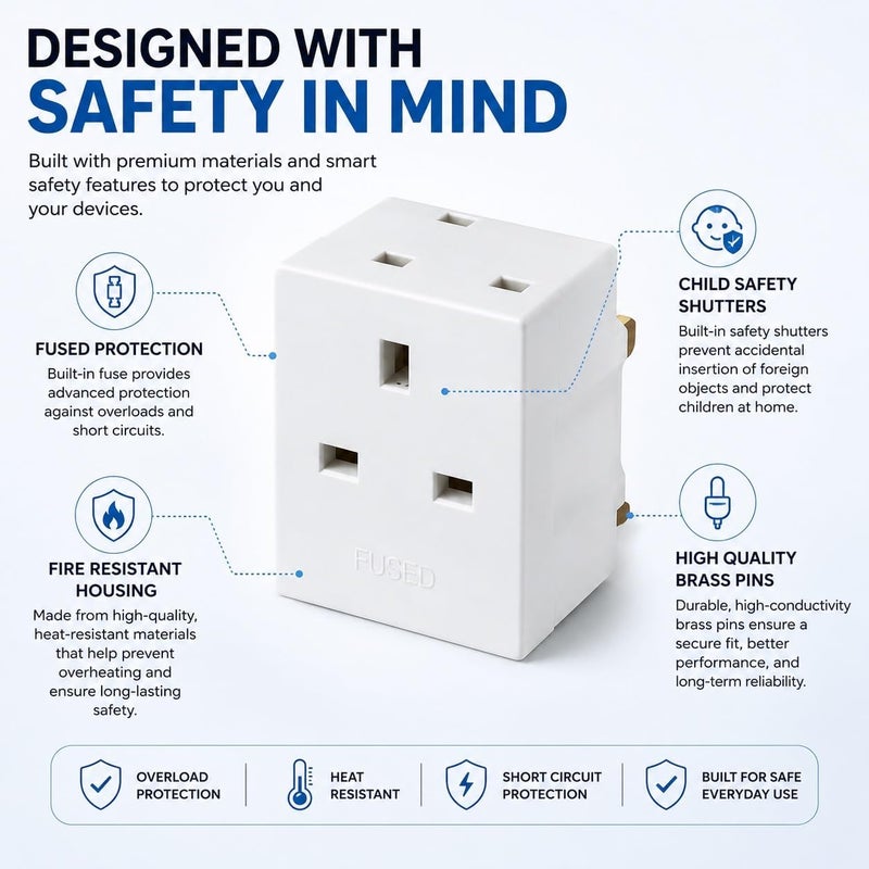 مايغا محول مقبس متعدد 3 في 1 من ، حمولة قصوى 13 أمبير، قابس طاقة 220-240 فولت - Image 3