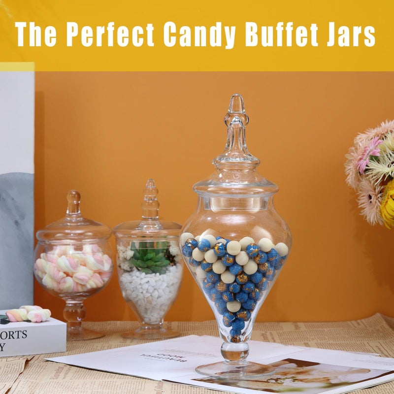 REFSAVER Apothecary Jars Glass Decorative Candy Jars,Candy Buffet Display, Elegant Storage Jar, Decorative Wedding Candy Organizer Canisters Style B - Image 5
