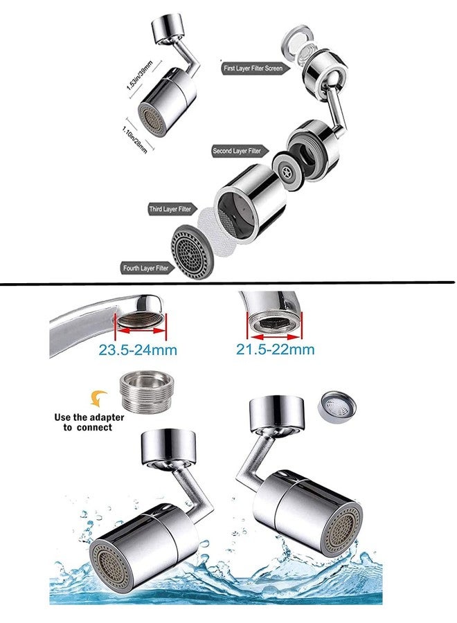 Orrda 720° Rotatable Faucet Sprayer Head, Anti-Splash, 4-Layer Net Filter, Leakproof, Universal (Silver) - Image 2