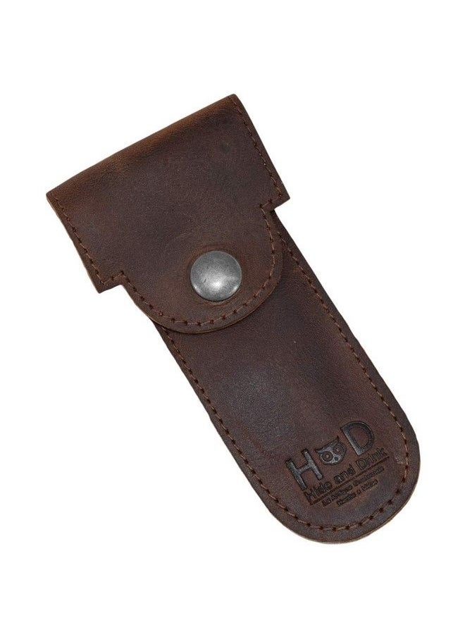 Hide & Drink Leather Double Edge Protector Case Barber Razor Sheath Safety Cover Travel & Commuter Essentials Portable Carry Bag Vintage Handmade Includes 101 Year Warranty :: Bourbon Brown  - Image 3