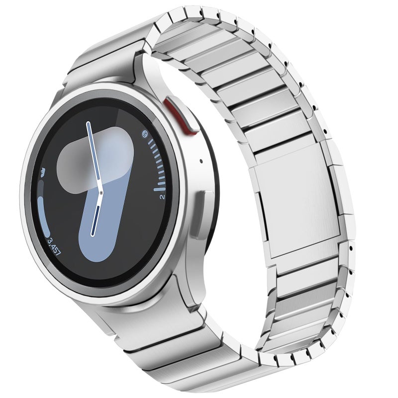 FULLIFE Compatible with Samsung Galaxy Watch 7 6 5 4 Band 40mm 44mm Stainless Steel Metal with Magnetic Clasp No Gap Band Galaxy Watch 5 ProClassic 6Classic 4FE for Men 47mm 46mm 45mm Silver - Image 2