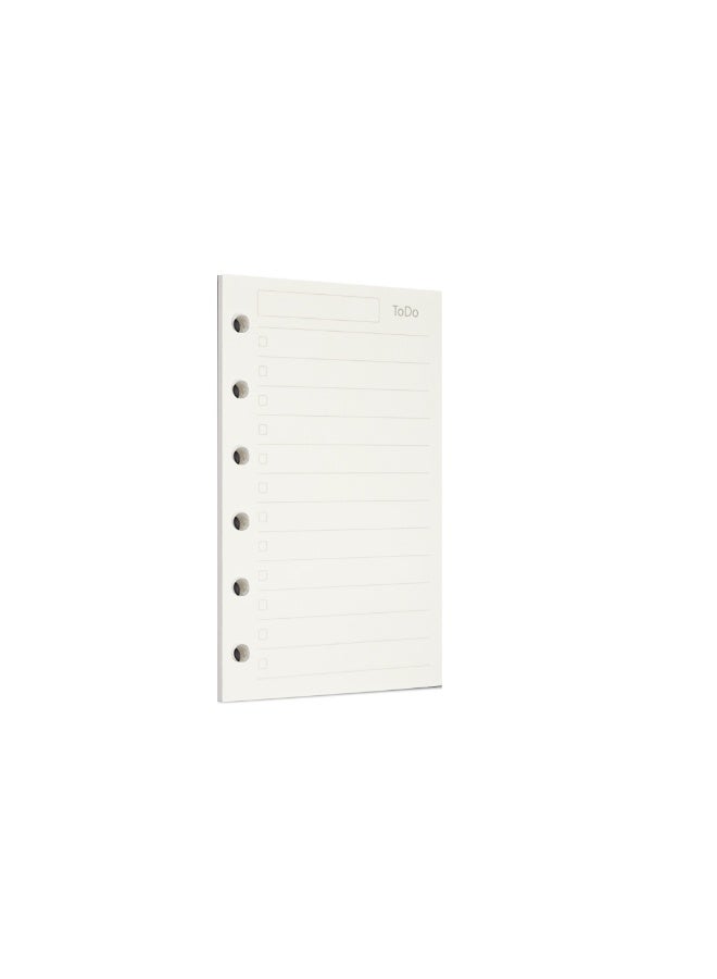 Zelten 1 Pack A7  45 Sheets/90 Pages Todo Loose Leaf Punched Paper Refills Paper for 6 Hole Binder Personal Organizer Diary Notebook Refillable Planner - Image 1