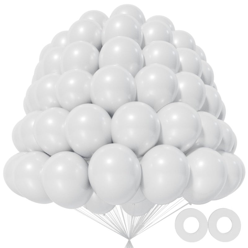 Kawkalsh 200Pcs 5 Inch White Balloons  Small Mini Latex Balloons For Party Birthday Baby Shower Anniversary Festival Arch Garland Decoration (White) - Image 1