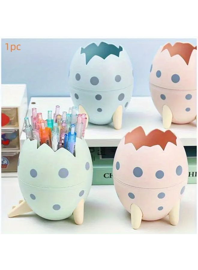 Green Dinosaur Egg Pen Holder Large Capacity Desk Organizer Durable Plastic Decor - Image 2