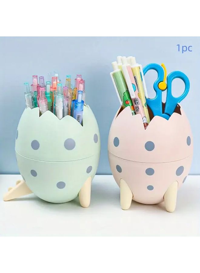 Green Dinosaur Egg Pen Holder Large Capacity Desk Organizer Durable Plastic Decor - Image 3