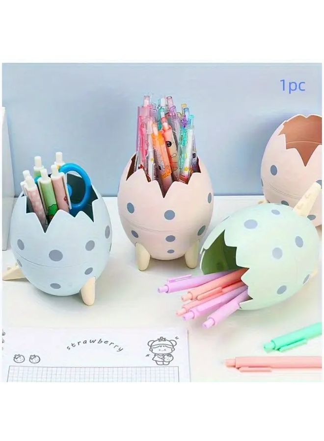 Green Dinosaur Egg Pen Holder Large Capacity Desk Organizer Durable Plastic Decor - Image 1
