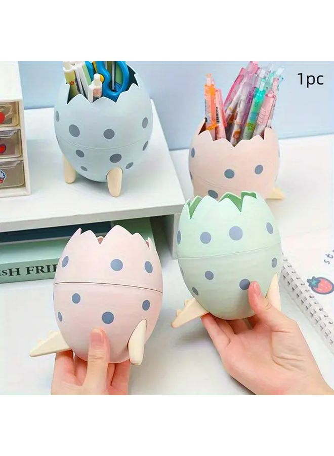 Green Dinosaur Egg Pen Holder Large Capacity Desk Organizer Durable Plastic Decor - Image 4