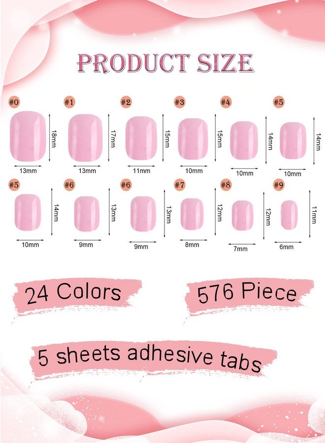 Wsimily 576 Piece Kids Fake Nails, Wsimily 24 Colors Nails for Kids Girls Children Short Acrylic Square Round False Nails Full Cover Artificial Fingernails Manicure Decoration for Women - Image 2
