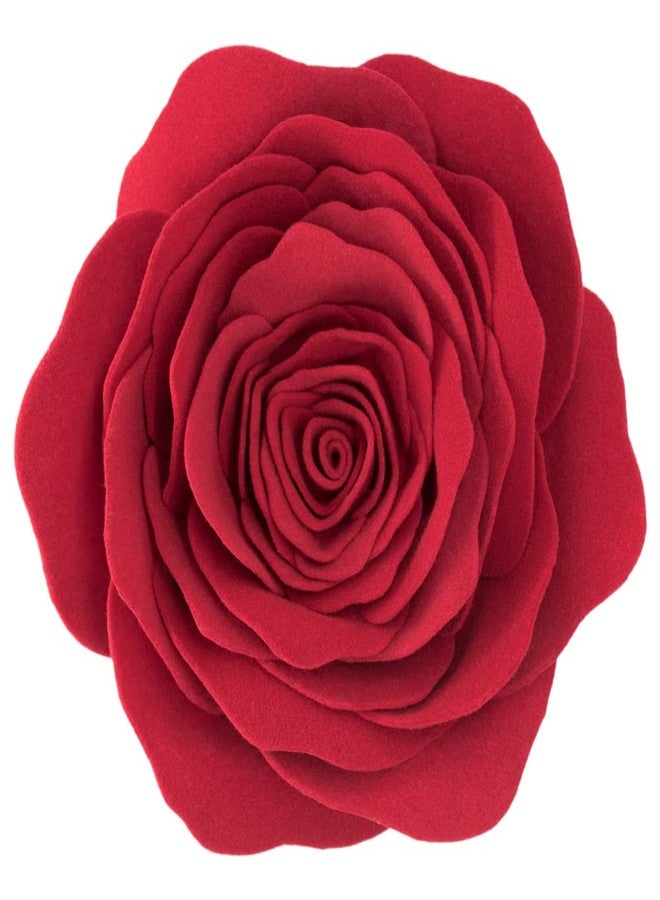 JWH Stereo Flower Throw Pillow Cover Aesthetic Decorative 3D Floral Accent Pillow Case Round Cushion Handmade Pillowcase for Couch Bed Living Room Chair Bedroom 14 Inch Red - Image 1