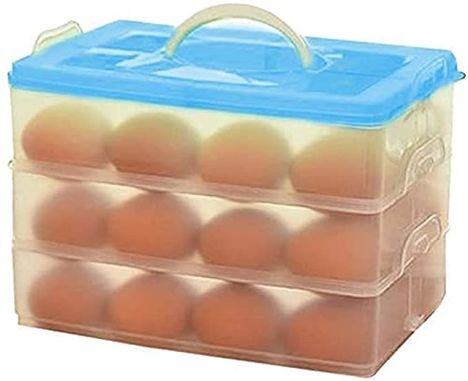 EGG HOLDER 36 GRID EGG BOX CONTAINER HOLDER TRAY FOR FRIDGE WITH LID FOR 3 DOZEN 36 EGGS