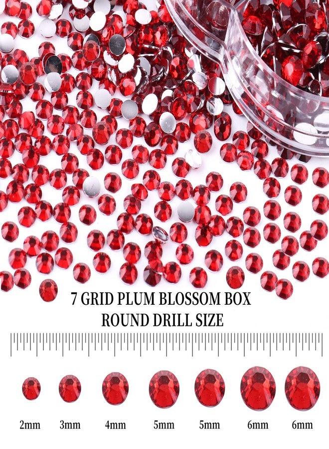 BELICEY 6000Pcs Resin Rhinestones for Crafting 2/3/4/5/6mm Red Flatback Round Crystal Gems Beads for DIY Nail Art Makeup Crafts Clothes Tumblers Decoration with Tweezers and Picking Pen - Image 2