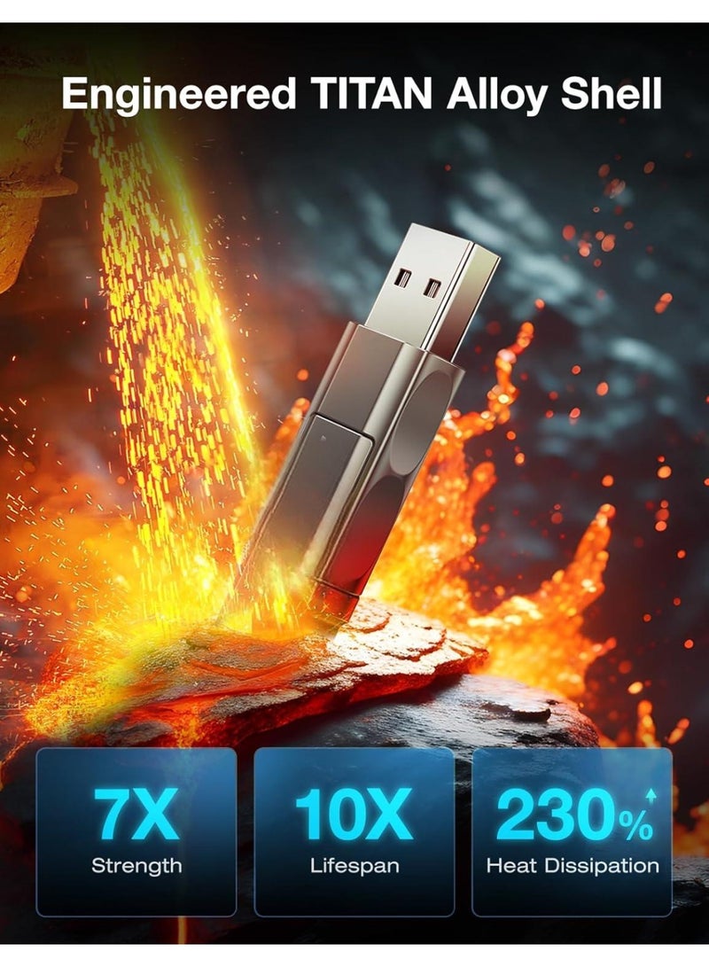 كابل بيانات USB C 65W 4 في 1 مع عرض الطاقة - شاحن متعدد المنافذ مصنّع من نايلون لهواتف الآيفون/سامسونج/الحواسيب المحمولة، بطول 1 متر - Image 5