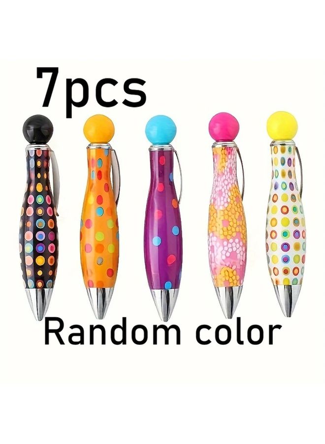 7pcs Mixed Colors Mini Bowling Ball Pens Retractable For School Office Supplies - Image 1