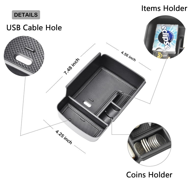 HGWEI Center Console Organizer Tray Compatible with 2024 2025 2026 Chevrolet Trax and 2024-2026 Buick Envista Interior Accessories Insert Armrest Secondary Storage Box Coin Holder, Black - Image 5