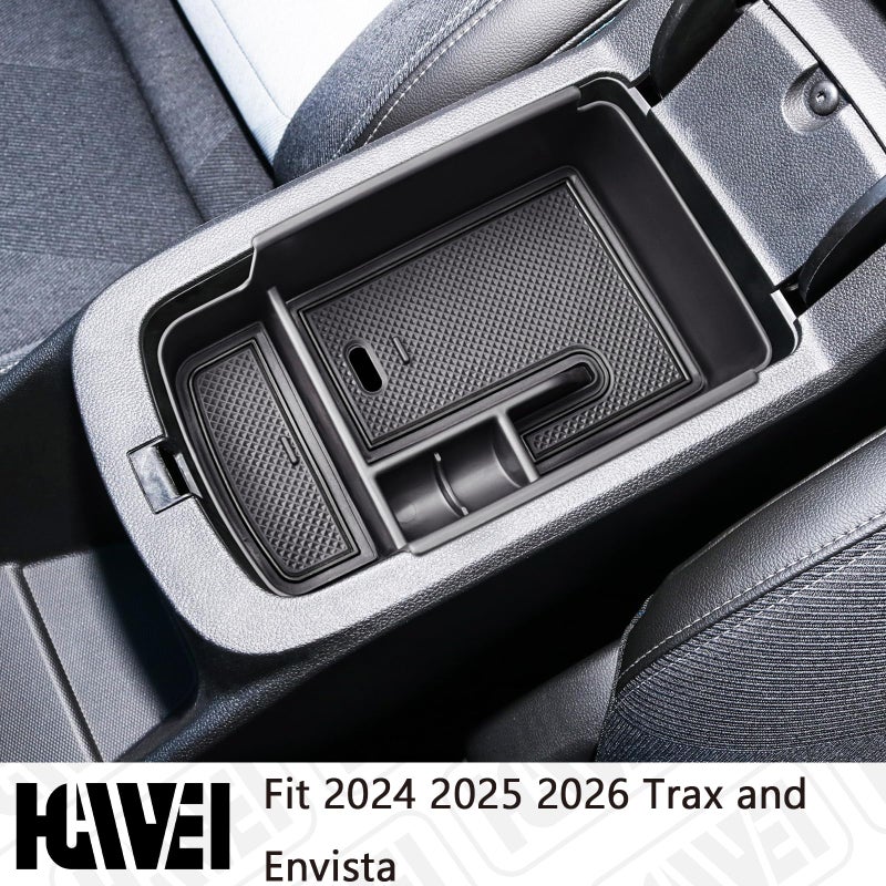 HGWEI Center Console Organizer Tray Compatible with 2024 2025 2026 Chevrolet Trax and 2024-2026 Buick Envista Interior Accessories Insert Armrest Secondary Storage Box Coin Holder, Black - Image 2