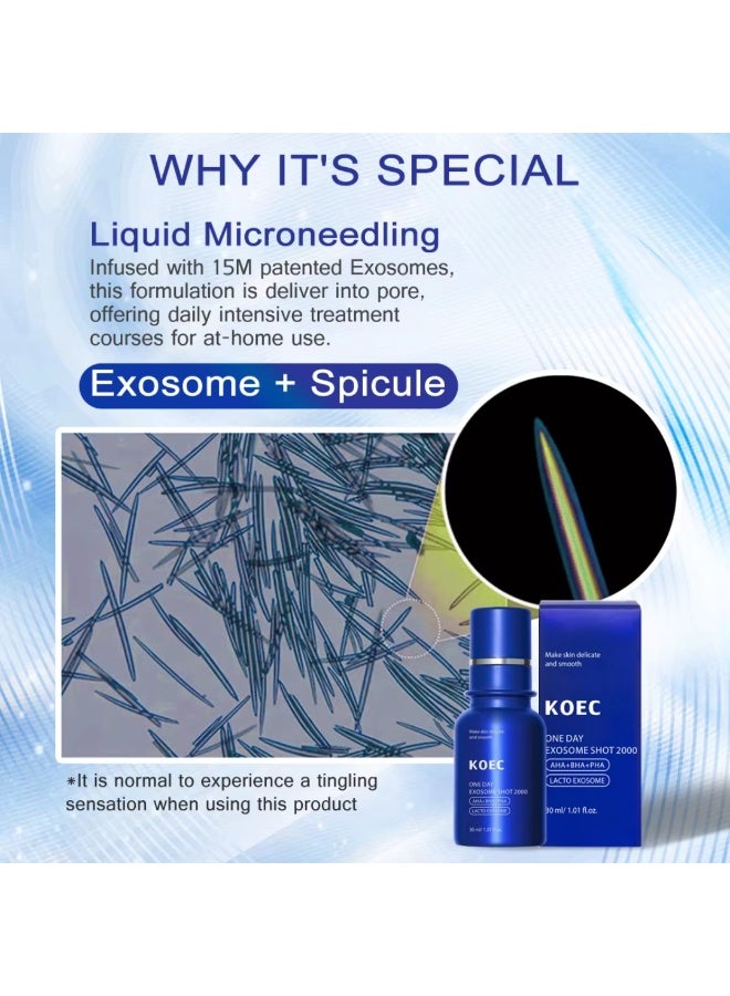 KOEC One Day Exosome Shot Pore Ampoule 2000 PPM Spicule Facial Serum AHA BHA PHA Pore Care Dead Skin Cells Liquid Skin Booster Serum Liquid Skin Booster Serum Face Gel moisturizer 30ml - Image 5