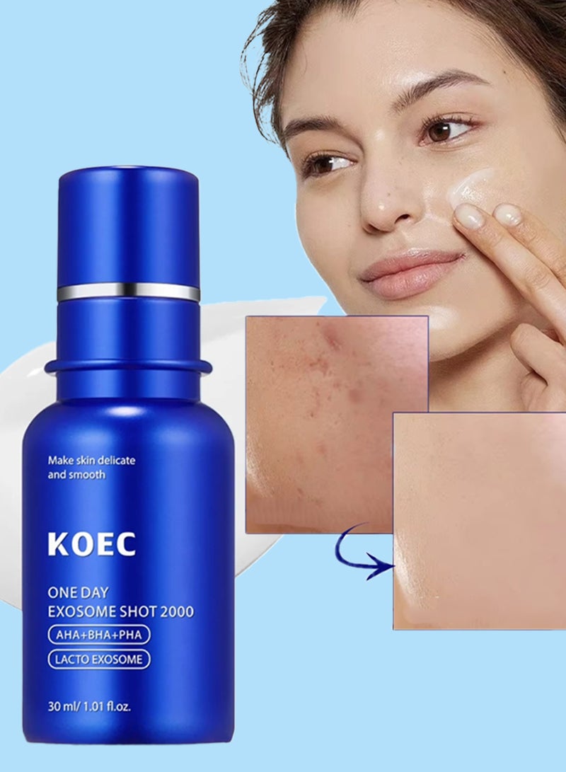 KOEC One Day Exosome Shot Pore Ampoule 2000 PPM Spicule Facial Serum AHA BHA PHA Pore Care Dead Skin Cells Liquid Skin Booster Serum Liquid Skin Booster Serum Face Gel moisturizer 30ml - Image 1