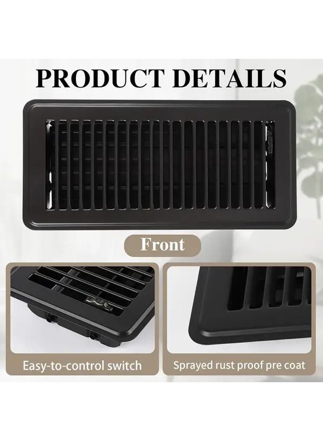 1pc Steel Floor Vent with Adjustable Air Rod Brown Black Powder Coating - Image 3