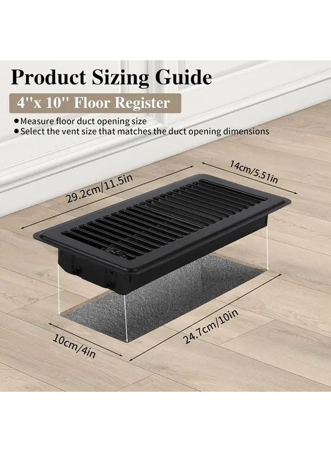 1pc Steel Floor Vent with Adjustable Air Rod Brown Black Powder Coating - Image 4
