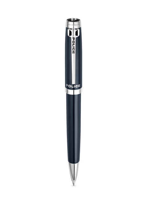 Batang Blue Stainless Steel Twisted Closure Pen with Silver Trims