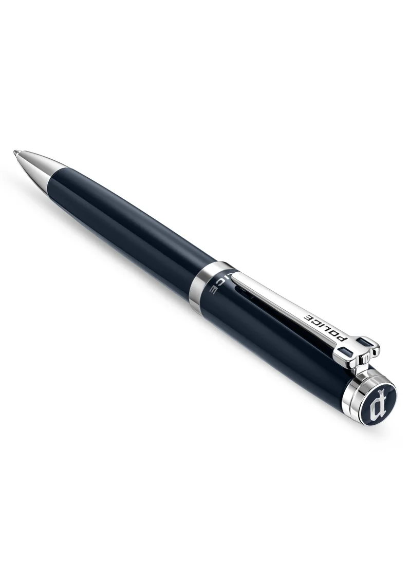 بوليس Batang Blue Stainless Steel Twisted Closure Pen with Silver Trims, Blue Ink - 137 mm