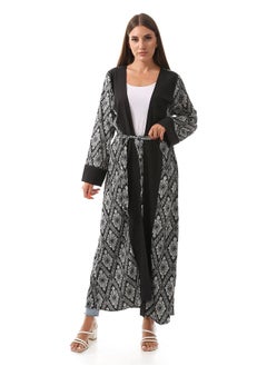 Andora Black & White Argyle Long Cardigan  - Image 1