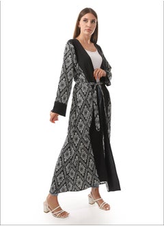 Andora Black & White Argyle Long Cardigan  - Image 4