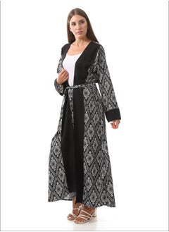 Andora Black & White Argyle Long Cardigan  - Image 2
