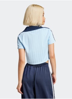 adidas Originals Adicolor Football Jacquard V-Neck Crop Polo Shirt  - Image 2
