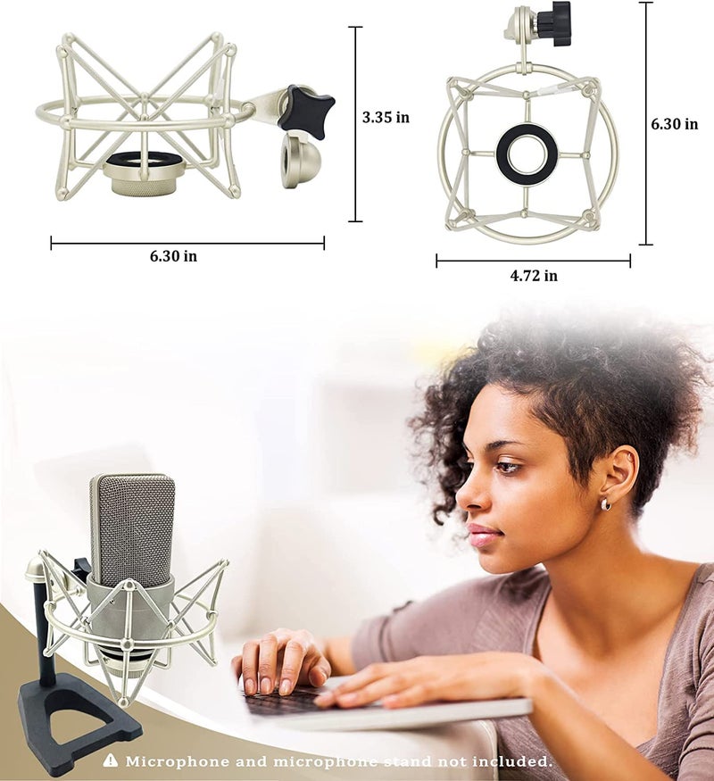 Grneric Metal Microphone Shockmount & Stand for Neumann TLM 103/M147 - Silver - Image 5