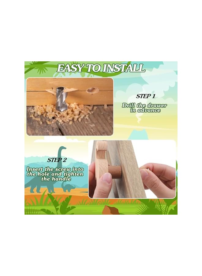 promass Wooden Animal Cabinet Knobs, Decorative Dresser Pulls with Screws, Marine and Woodland Animal Design, Nursery Drawer Handles, Furniture Knobs for Kids' Room Decor (Dinosaur, 6 Sets) - Image 5