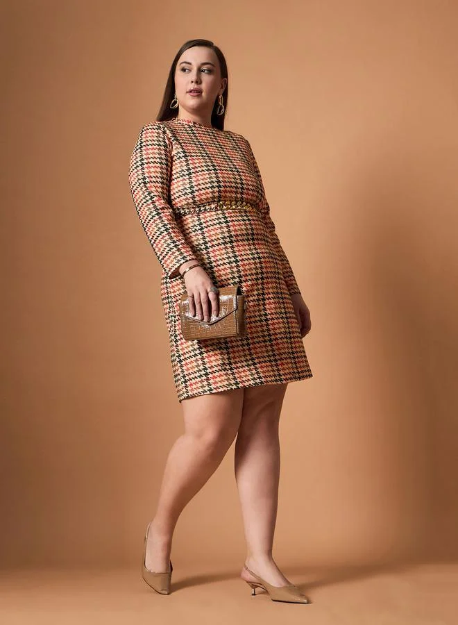 SASSAFRAS Houndstooth Mini Dress