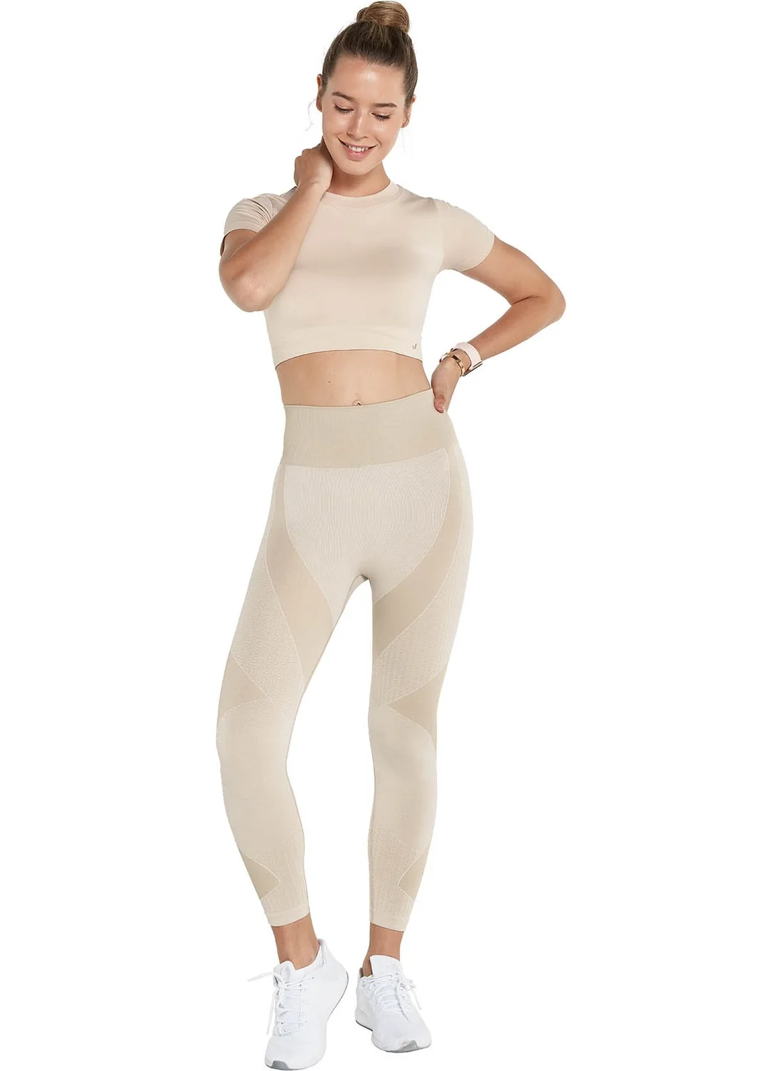 Jerf Captiva Soft Textured & Stretchy Crop Top Beige