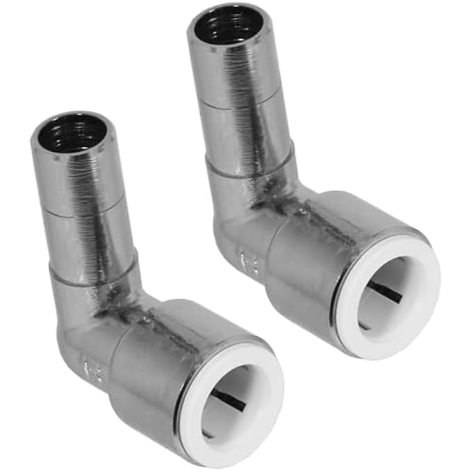 15MM X 15MM PUSH FIT RADIATOR VALVE CHROME REDUCING ELBOW STEM COMPRESSION (PACK OF 2) - Image 1