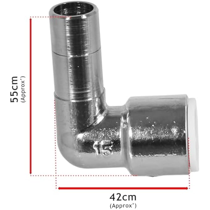 15MM X 15MM PUSH FIT RADIATOR VALVE CHROME REDUCING ELBOW STEM COMPRESSION (PACK OF 2) - Image 3