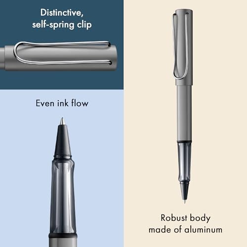 Lamy AL-star graphite - Rollerball Pen pen with transparent, ergonomic grip & line width M - lightweight aluminum body - including rollerball refill M 63 in black - Image 3