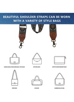 Oasisgalore Adjustable 2" Cowhide Wide Purse Strap | Retro Jacquard Embroidery Crossbody and Shoulder Bag Strap  - Image 3