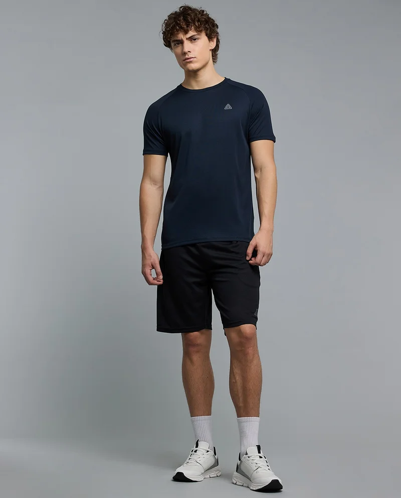 R&B Logo Detail Active T-Shirt with Crew Neck and Short Sleeves