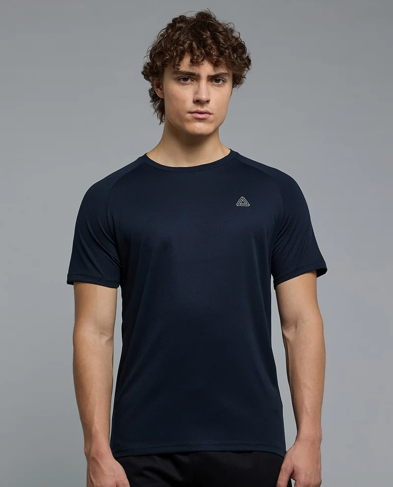 R&B Logo Detail Active T-Shirt with Crew Neck and Short Sleeves