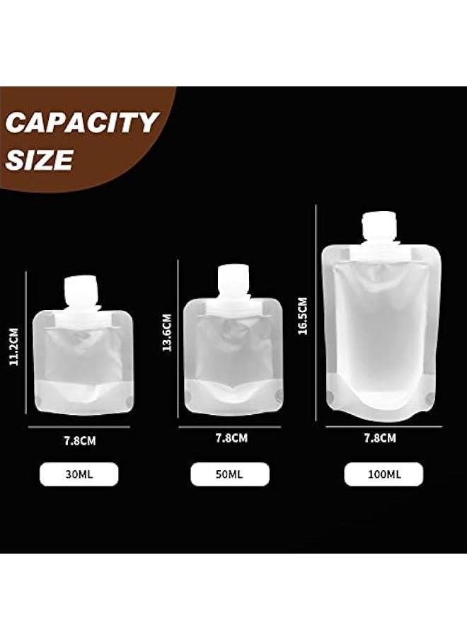 Refillable Travel Pouches, 15Pcs Travel Size Refillable Empty Squeeze Pouches,Transparent Clamshell Packaging Bag Plastic Stand Up Spout Pouch for Toiletry Lotion Shampoo Liquids..aJD.03.15pcs