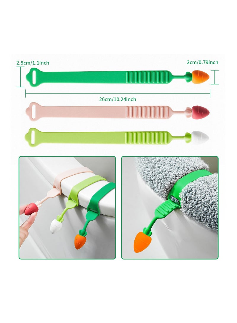 SYOSI Creative Funny Carrot Silica Gel Toilet Seats Cover Lifter, SYOSI Not Dirty Hands Seat Lifters Adjustable, Flexible lid Handle Silicone Lifter for Travel Home Bathroom (Mix 3 Colors) - Image 5