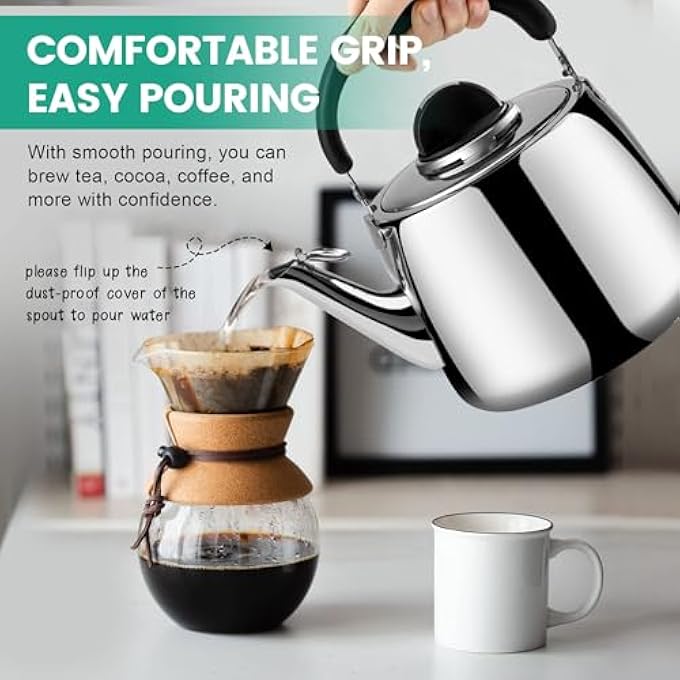 Azonee Tea Kettle 3L Whistling Stainless Steel Teapot With Cool Grip Bakelite Handle Universal Base Food Grade Classic Stovetop Kettle - Image 4