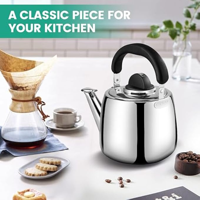 Azonee Tea Kettle 3L Whistling Stainless Steel Teapot With Cool Grip Bakelite Handle Universal Base Food Grade Classic Stovetop Kettle - Image 5