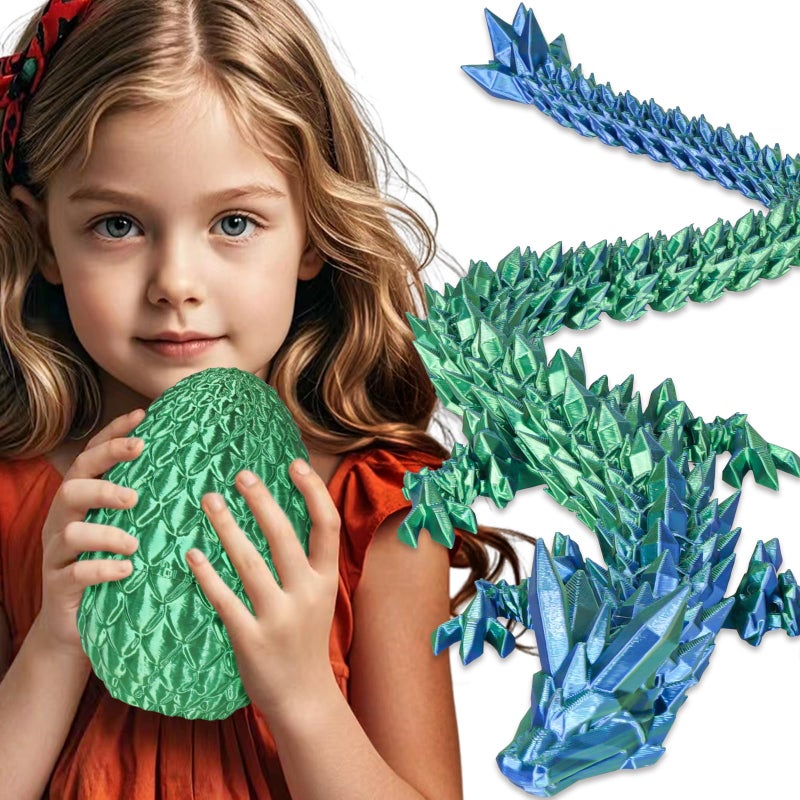 Olee Odee Large Dragon Eggs with Dragon Inside 3D Printed Surprise Funny Gifts for Kids Articulated Dragon Fidget Toys for Adults Executive Desk Toys Office Room Dcor Christmas Green - Image 3