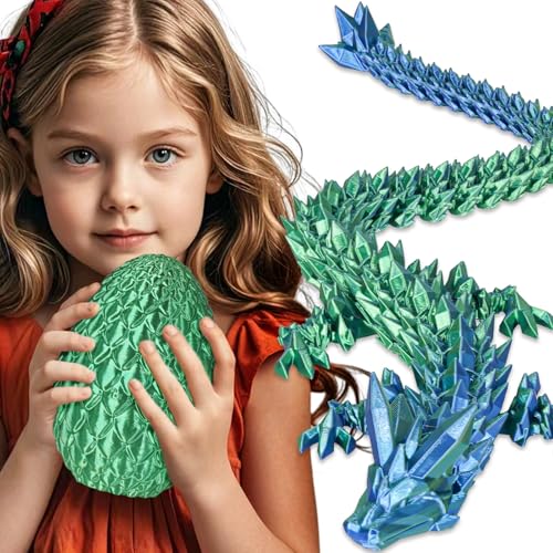 Olee Odee Large Dragon Eggs with Dragon Inside 3D Printed Surprise Funny Gifts for Kids Articulated Dragon Fidget Toys for Adults Executive Desk Toys Office Room Dcor Christmas Green - Image 1