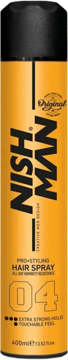 NISHMAN Hair Spray 04 Extra Strong Hold 400ml Firm Finish Natural Shine Extra Volume for All Hair Types Structured Styling with LongLasting Hairspray