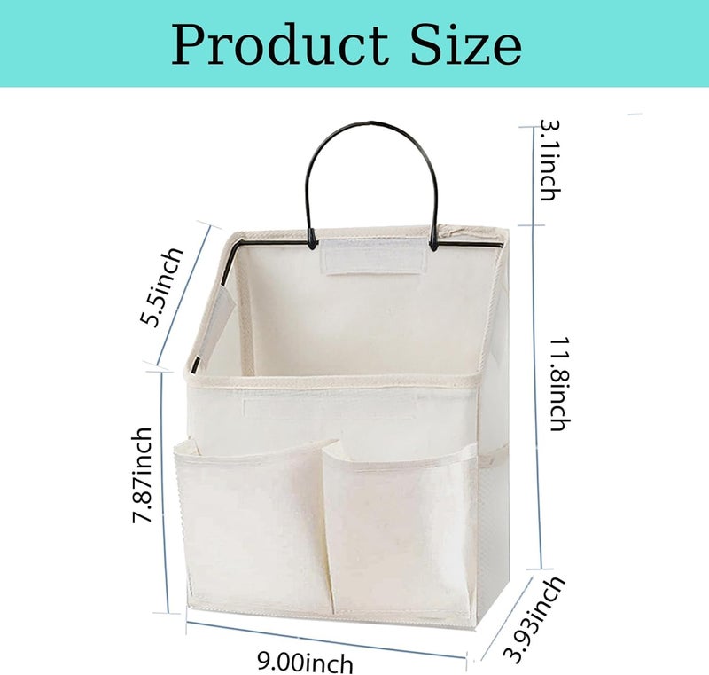 Someteth Wall Hanging Storage Bag,Wall Hanging Organizer Bags with Pockets, Wall Organizer Storage for Dormitory Bathroom Bedroom Kitchen (White 1) - Image 2