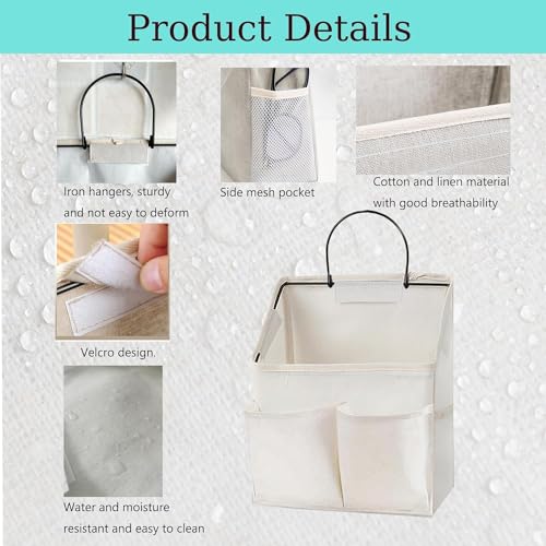 Someteth Wall Hanging Storage Bag,Wall Hanging Organizer Bags with Pockets, Wall Organizer Storage for Dormitory Bathroom Bedroom Kitchen (White 1) - Image 3
