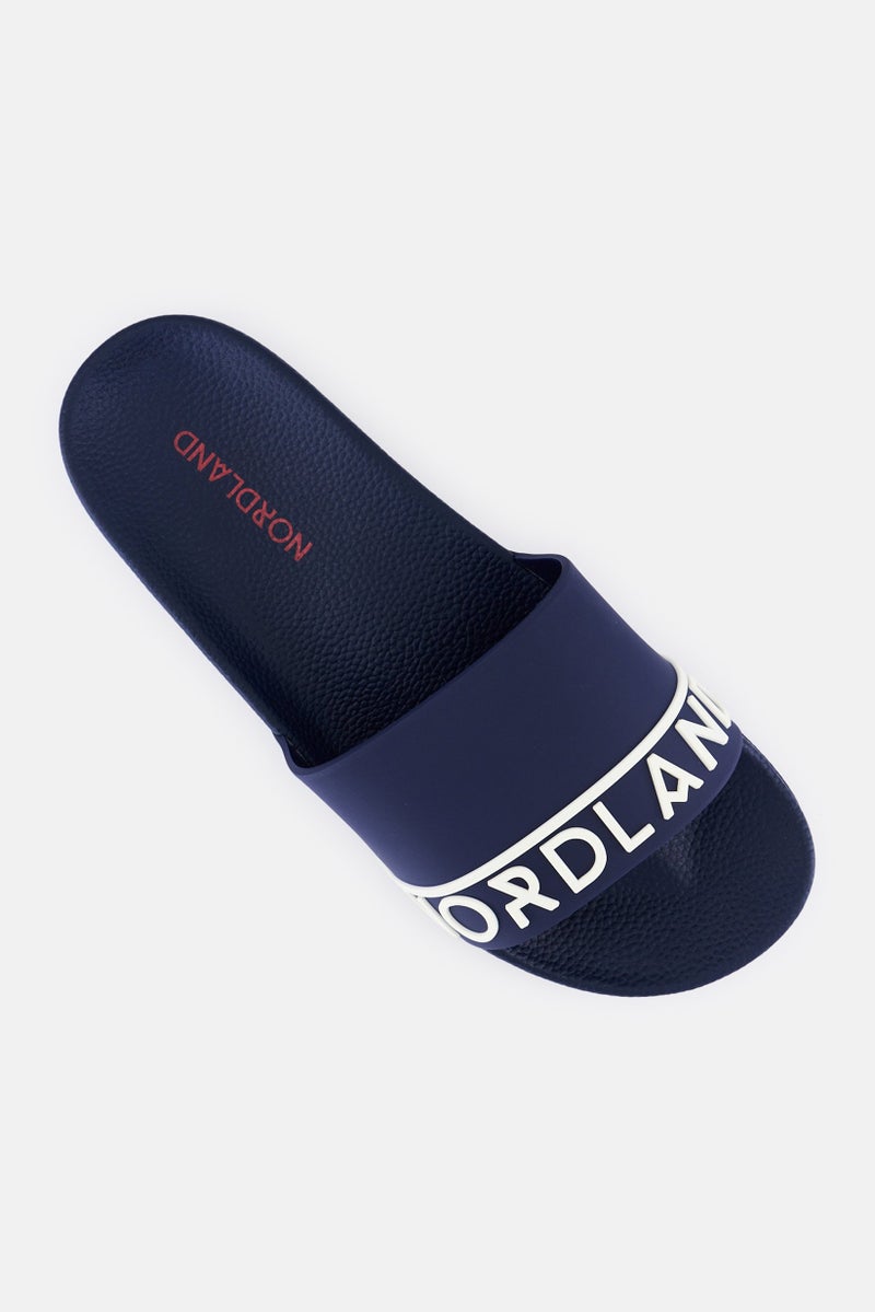 Nordland Men Brand Logo Slip On Slides, Navy  - Image 4